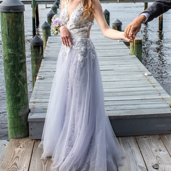 Light purple Sherri Hill prom dress worn once with no rips or flaws. - Picture 7 of 8